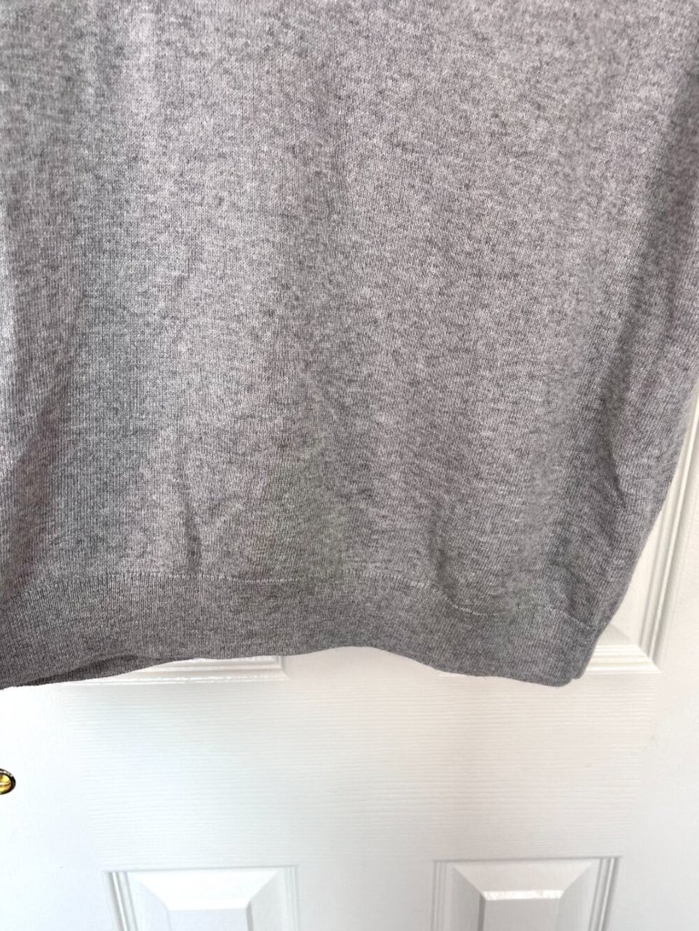 J.Crew Factory Short Sleeve V-Neck Cotton/Cashmere Polo Sweater Gray Pullover - Picture 4 of 5